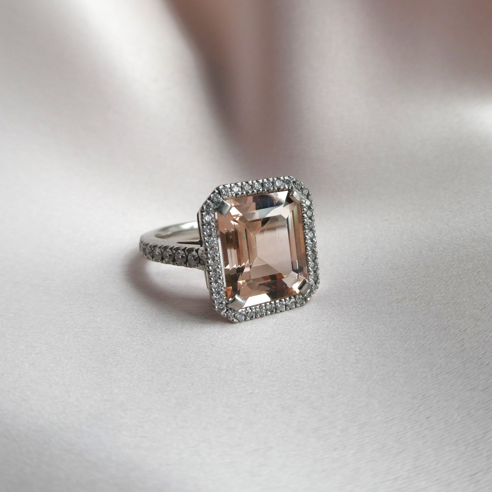 Beryl Lane - Estate JAN LOGAN 18ct White Gold Pink Morganite & Diamond ...