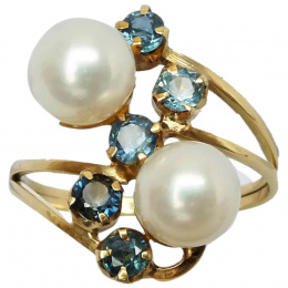 vintage-18k-gold-cultured-pearl-sapphire-bypass-ring