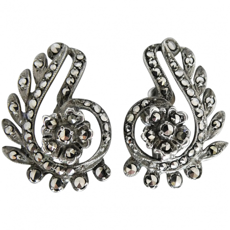 vintage-retro-sterling-silver-marcasite-earrings