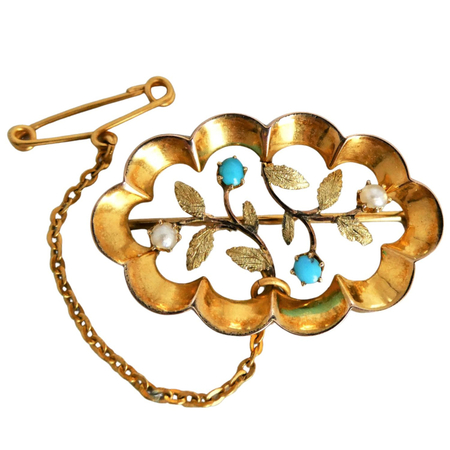 antique_turquoise_pearl_brooch